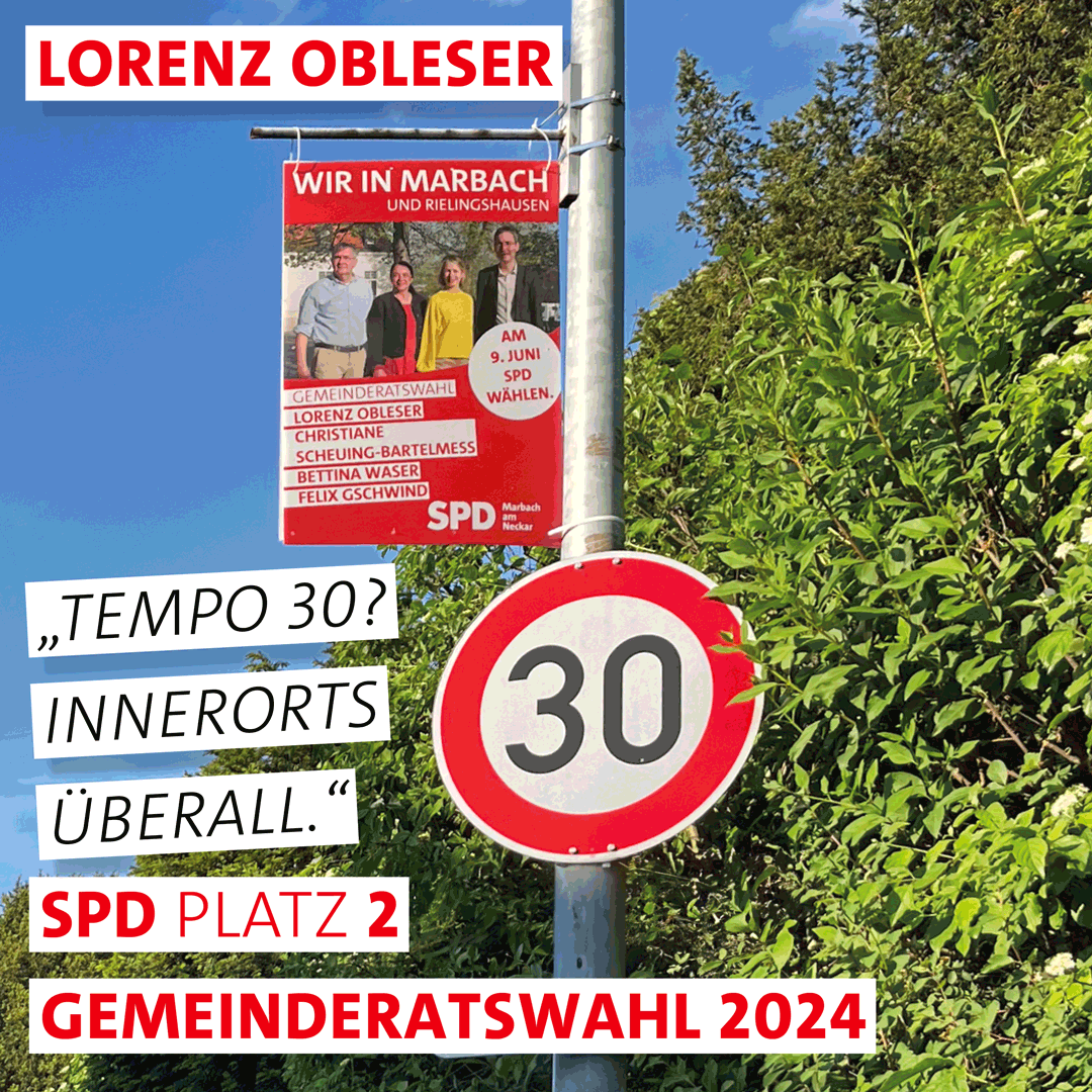 Tempo 30 auf allen Straßen in Marbach